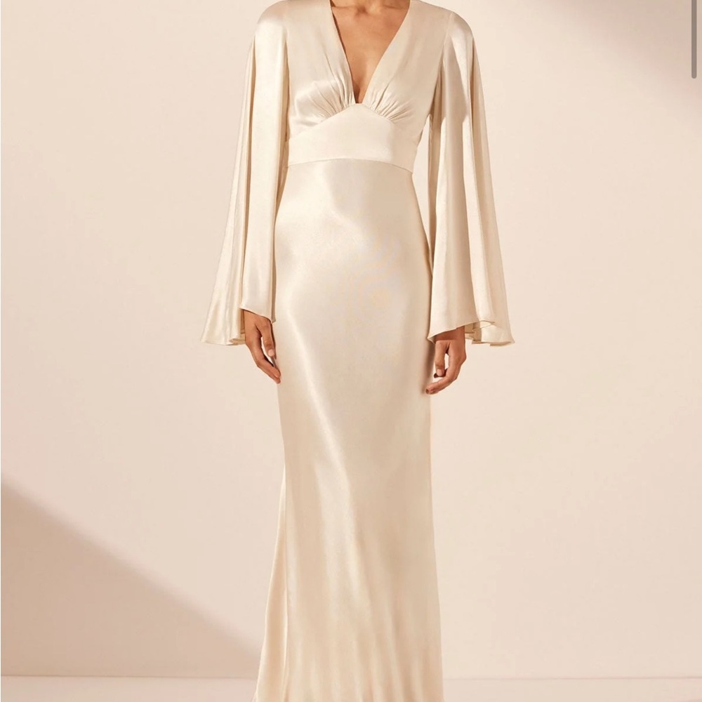 Shona Joy La Lune Circle Sleeve Backless Maxi Dress in Cream - NEW with tags